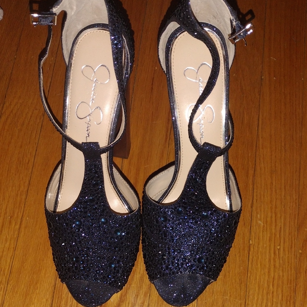 Jessica Simpson Glittering Navy Blue Heels Size 10M